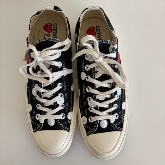 CONVERSE x CDG Size M9 / W11 Chuck 70 Polka Dot Sneakers Black - Picture 2 of 11